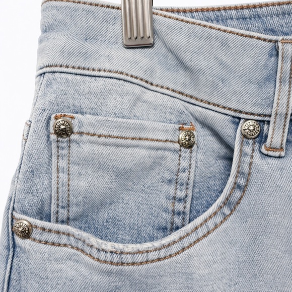 CDH Homme Gothic Cross Embroidery Distressed Blue Denim Jeans Y2K Streetwear s34 - Picture 6 of 8